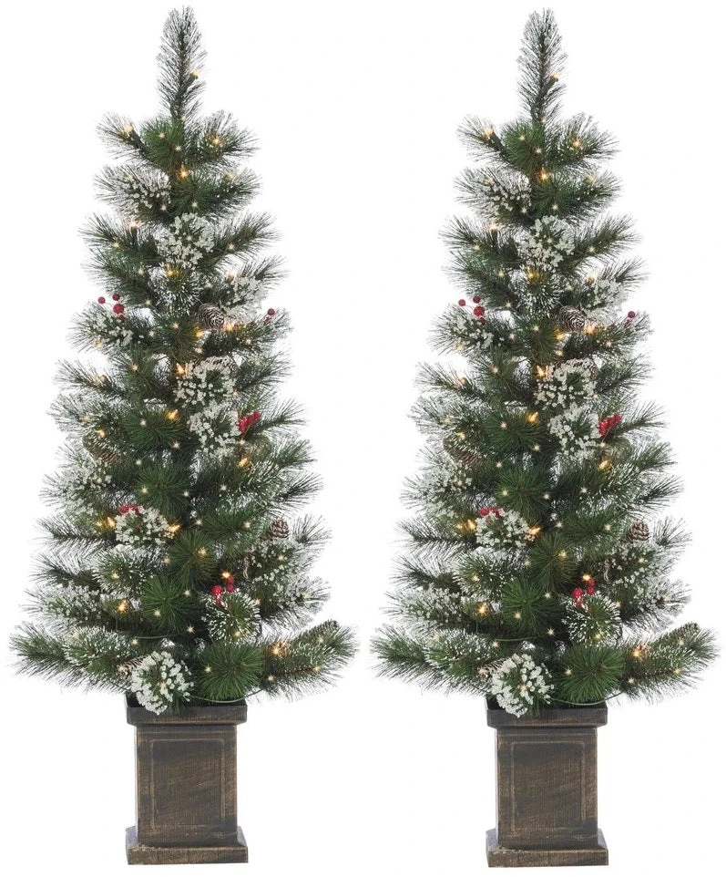 2-Piece 4' Windsor Glazier Pine Pre-Lit Artificial Foyer Trees 1 2-Piece 4' Windsor Glazier Pine Pre-Lit Artificial Foyer Trees