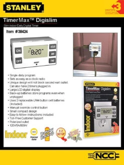 Stanley TimerMax™ DigiSlim Daily Digital Indoor Timer -Courtyard Home Furnishings Store 237321 2