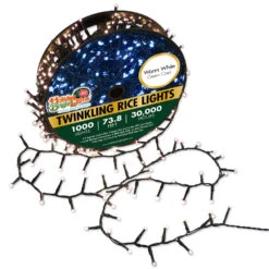 1,000 Twinkling LED Compact Rice Christmas Lights On A Reel -Courtyard Home Furnishings Store 240048 1
