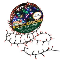 1,000 Twinkling LED Compact Rice Christmas Lights On A Reel -Courtyard Home Furnishings Store 240215