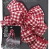 11" X 53" Red/White 16-Loop Gingham Woven Christmas Tree Topper Bow