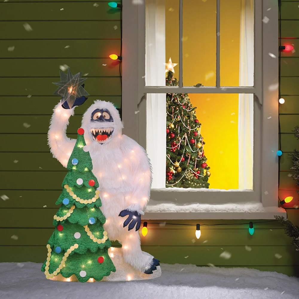 32" Lighted Soft Tinsel Bumble And Christmas Tree Sculpture 2 32" Lighted Soft Tinsel Bumble And Christmas Tree Sculpture - Image 2