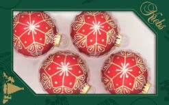 Set Of 4 Red And Gold Snowflake Ornaments -Courtyard Home Furnishings Store 244060 2