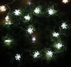 Set Of 20 Battery-Operated LED Snowflake Lights