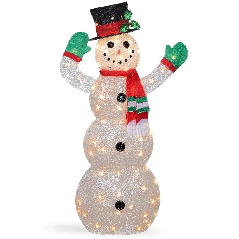 48" Crystal Snowman Sculpture With 70 Clear LED Lights 5 48" Crystal Snowman Sculpture With 70 Clear LED Lights - Image 5