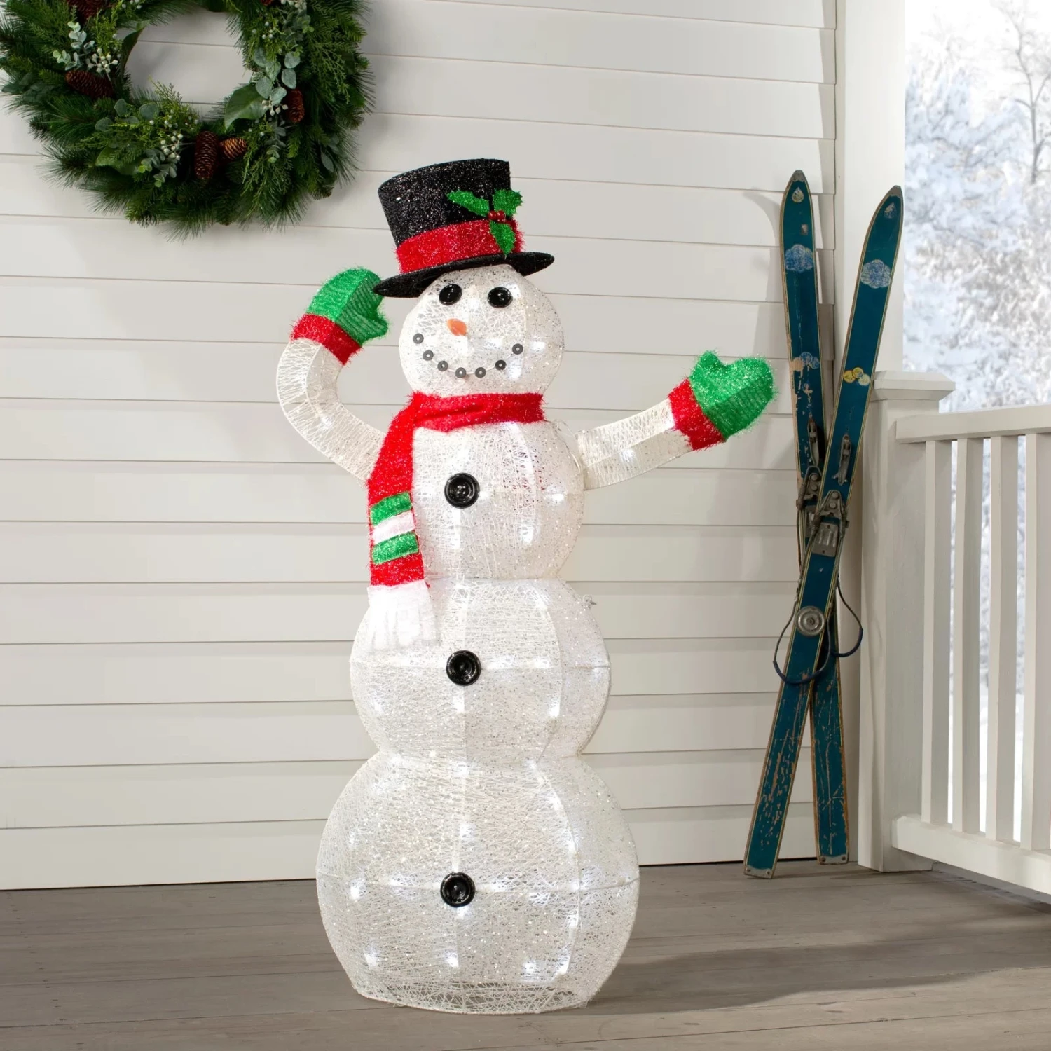 48" Crystal Snowman Sculpture With 70 Clear LED Lights 2 48" Crystal Snowman Sculpture With 70 Clear LED Lights - Image 2