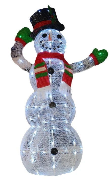 48" Crystal Snowman Sculpture With 70 Clear LED Lights 4 48" Crystal Snowman Sculpture With 70 Clear LED Lights - Image 4