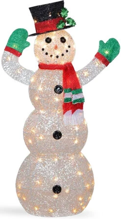 48" Crystal Snowman Sculpture With 70 Clear LED Lights