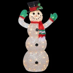 48" Crystal Snowman Sculpture With 70 Clear LED Lights 7 48" Crystal Snowman Sculpture With 70 Clear LED Lights -Courtyard Home Furnishings Store 249171back