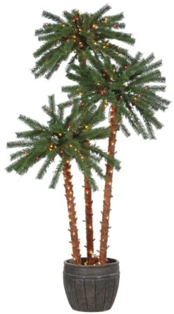 4-5-6 Ft. Potted Palm Tree Pre-Lit With 500 Incandescent Lights