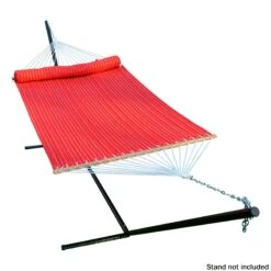 13' Quilted Red Stripe Hammock Bed With Bolster Pillow -Courtyard Home Furnishings Store 2948DL 2