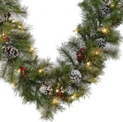 9' Frosted Mountain Ridge Pre-Lit Artificial Garland -Courtyard Home Furnishings Store 434638 2