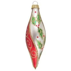 Set Of 4 Chiffon Red Stripe, Green Holly Leaves And Gold Glitter Glass Christmas Ornaments 14 Set Of 4 Chiffon Red Stripe, Green Holly Leaves And Gold Glitter Glass Christmas Ornaments -Courtyard Home Furnishings Store 44114739000d24e00853ea8eedfbda08