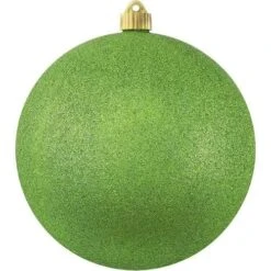 8" Shatterproof Lime Green Glitter Ball Ornament
