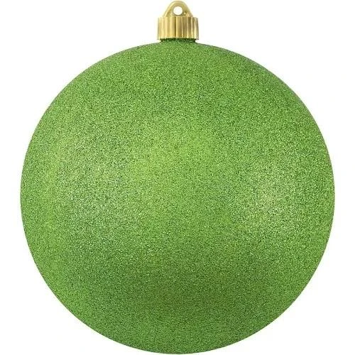 8" Shatterproof Lime Green Glitter Ball Ornament 1 8" Shatterproof Lime Green Glitter Ball Ornament