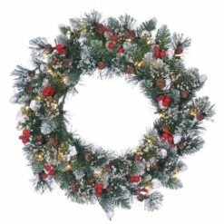 Windsor Glazier Pre-Lit Artificial Wreath -Courtyard Home Furnishings Store 4f09a10f21ca89832fffd13694ee77d8