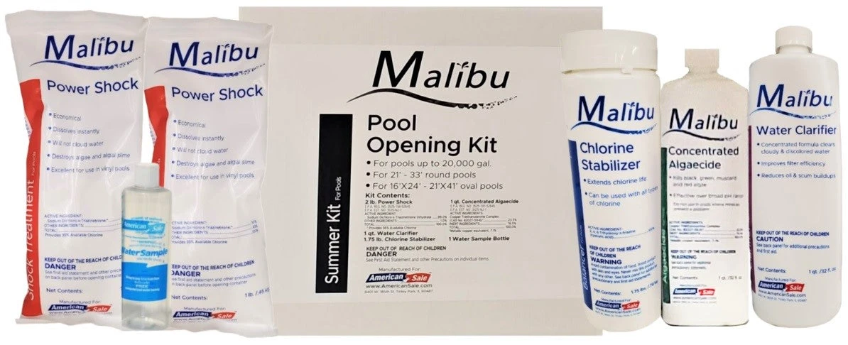 Malibu Large Pool Opening Kit Up To 20,000 Gallons Water 1 Malibu Large Pool Opening Kit Up To 20,000 Gallons Water