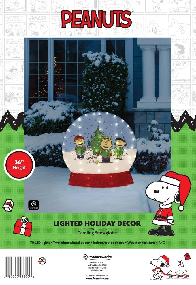 2D Peanuts® Caroling Scene LED Snow Globe Yard Decoration 3 2D Peanuts® Caroling Scene LED Snow Globe Yard Decoration - Image 3
