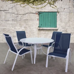 Dublin Cobalt Sling Patio Dining Sets -Courtyard Home Furnishings Store 5639Lifestyle