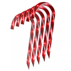 Set Of 10 Candy Cane Lawn Stakes -Courtyard Home Furnishings Store 590198