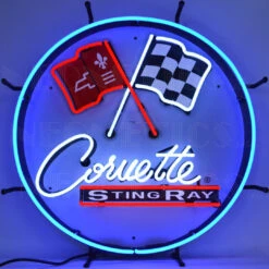 Neonetics GM Corvette C2 Stingray Round Neon Sign With Backing