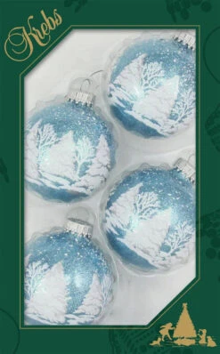 Set Of 4 Light Blue Sparkle Deer Scene Ornaments 6 Set Of 4 Light Blue Sparkle Deer Scene Ornaments -Courtyard Home Furnishings Store 609074 2