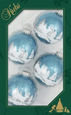 Set Of 4 Light Blue Sparkle Deer Scene Ornaments 7 Set Of 4 Light Blue Sparkle Deer Scene Ornaments -Courtyard Home Furnishings Store 609074 3