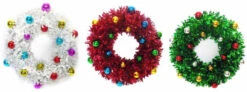 18" Tinsel Wreath With Shatterproof Ornaments