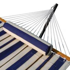 Single Fabric Hammock With Stand And Pillow 11 Single Fabric Hammock With Stand And Pillow -Courtyard Home Furnishings Store 6290W98SPB Alt5 scaled
