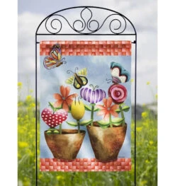 Black Arc Arbor Flag Holder Stand 6 Black Arc Arbor Flag Holder Stand -Courtyard Home Furnishings Store 659444 2