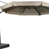 11' Octagon Offset Brown Frame Beige Canopy Patio Umbrella