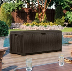 Suncast 73 Gallon Resin Wicker Deck Box -Courtyard Home Furnishings Store 692526 4