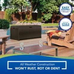 Suncast 73 Gallon Resin Wicker Deck Box -Courtyard Home Furnishings Store 692526 6