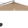 13' Octagon Cantilever Bronze Frame Sesame Linen Canopy Umbrella With Base