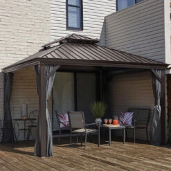 Gray Curtains For Provence Hard Top Gazebos By Sojag -Courtyard Home Furnishings Store 744256 2