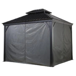 Gray Curtains For Provence Hard Top Gazebos By Sojag