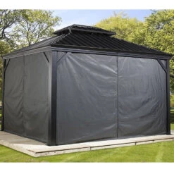 Gray Curtains For Provence Hard Top Gazebos By Sojag -Courtyard Home Furnishings Store 744256 4