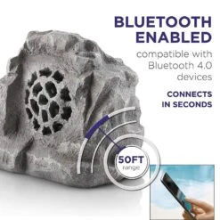 Solar Powered Bluetooth Enabled Waterproof Rock Speaker -Courtyard Home Furnishings Store 750340064bf504d972f2218474709bef