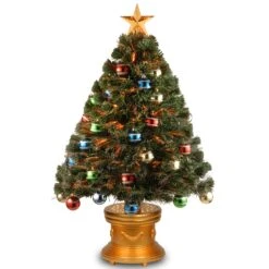 3' Fiber Optic Fireworks Artificial Christmas Tree With Glittered Ball Ornaments -Courtyard Home Furnishings Store 766012