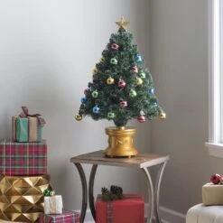 3' Fiber Optic Fireworks Artificial Christmas Tree With Glittered Ball Ornaments -Courtyard Home Furnishings Store 766012 4