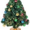 3' Fiber Optic Fireworks Artificial Christmas Tree With Glittered Ball Ornaments