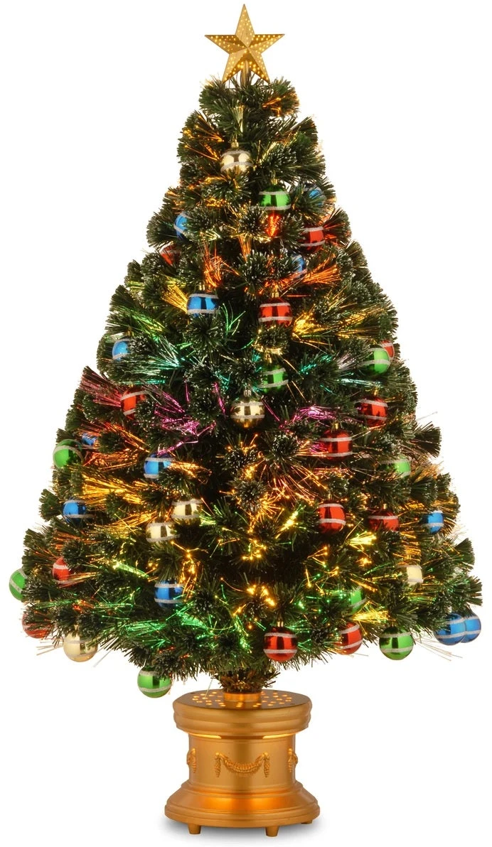 4' Fiber Optic Fireworks Artificial Christmas Tree With Glittered Ball Ornaments 1 4' Fiber Optic Fireworks Artificial Christmas Tree With Glittered Ball Ornaments