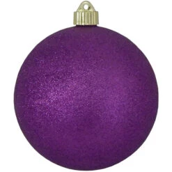 8" Shatterproof Purple Glitter Ball Ornament