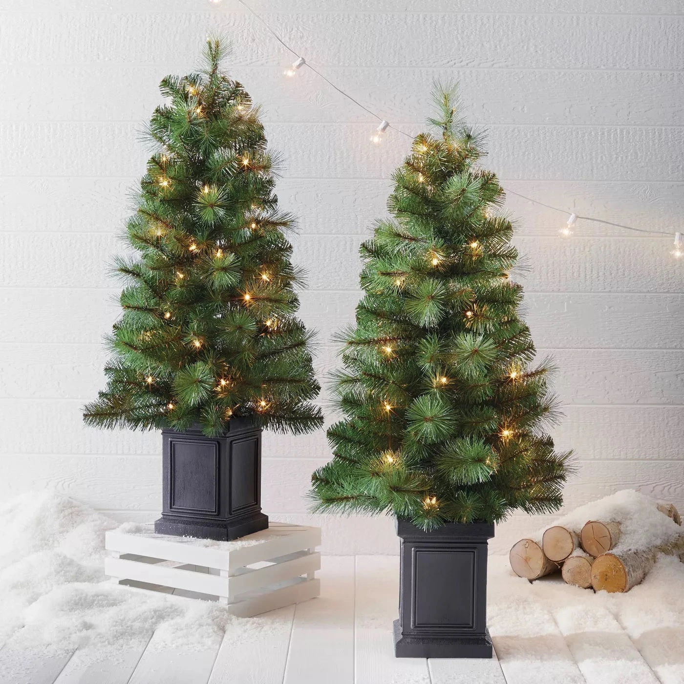 3.5' Mixed Cashmere Pre-Lit Potted Artificial Foyer Tree 2 3.5' Mixed Cashmere Pre-Lit Potted Artificial Foyer Tree - Image 2