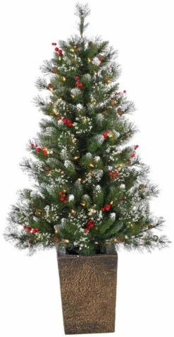 4' Windsor Glazier Pine Pre-Lit Potted Artificial Christmas Tree