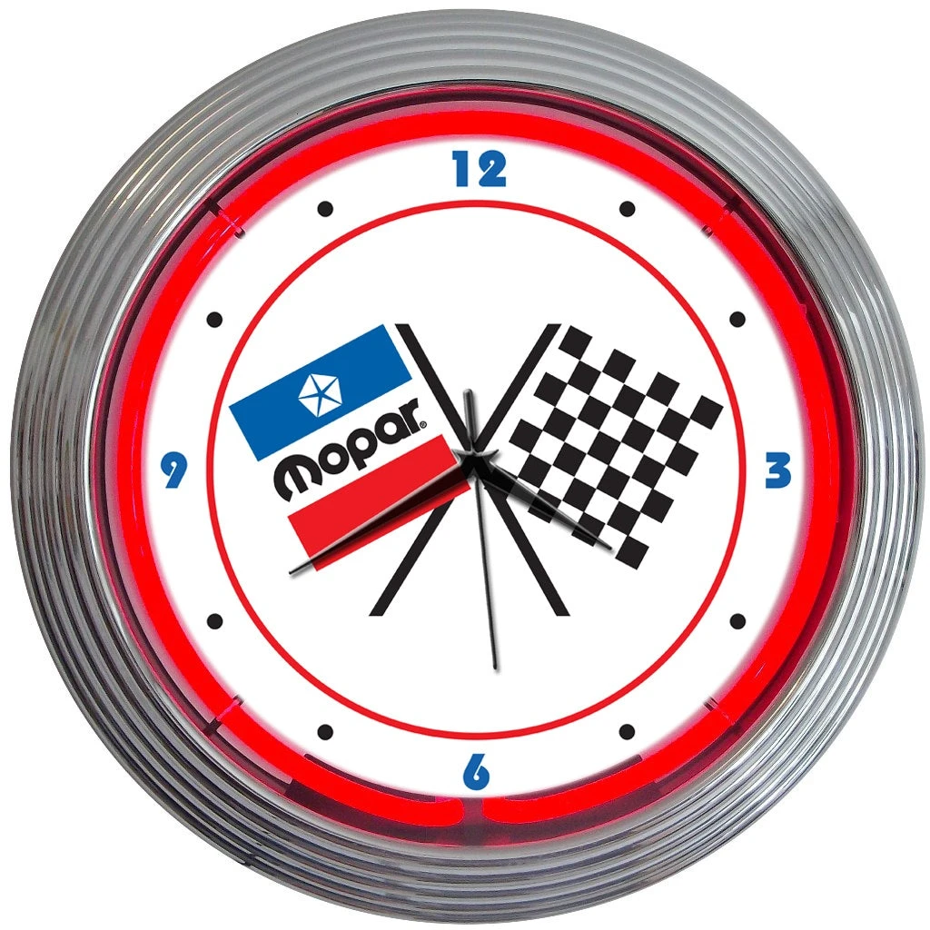 Neonetics Mopar Checkered Flag Neon Clock 1 Neonetics Mopar Checkered Flag Neon Clock