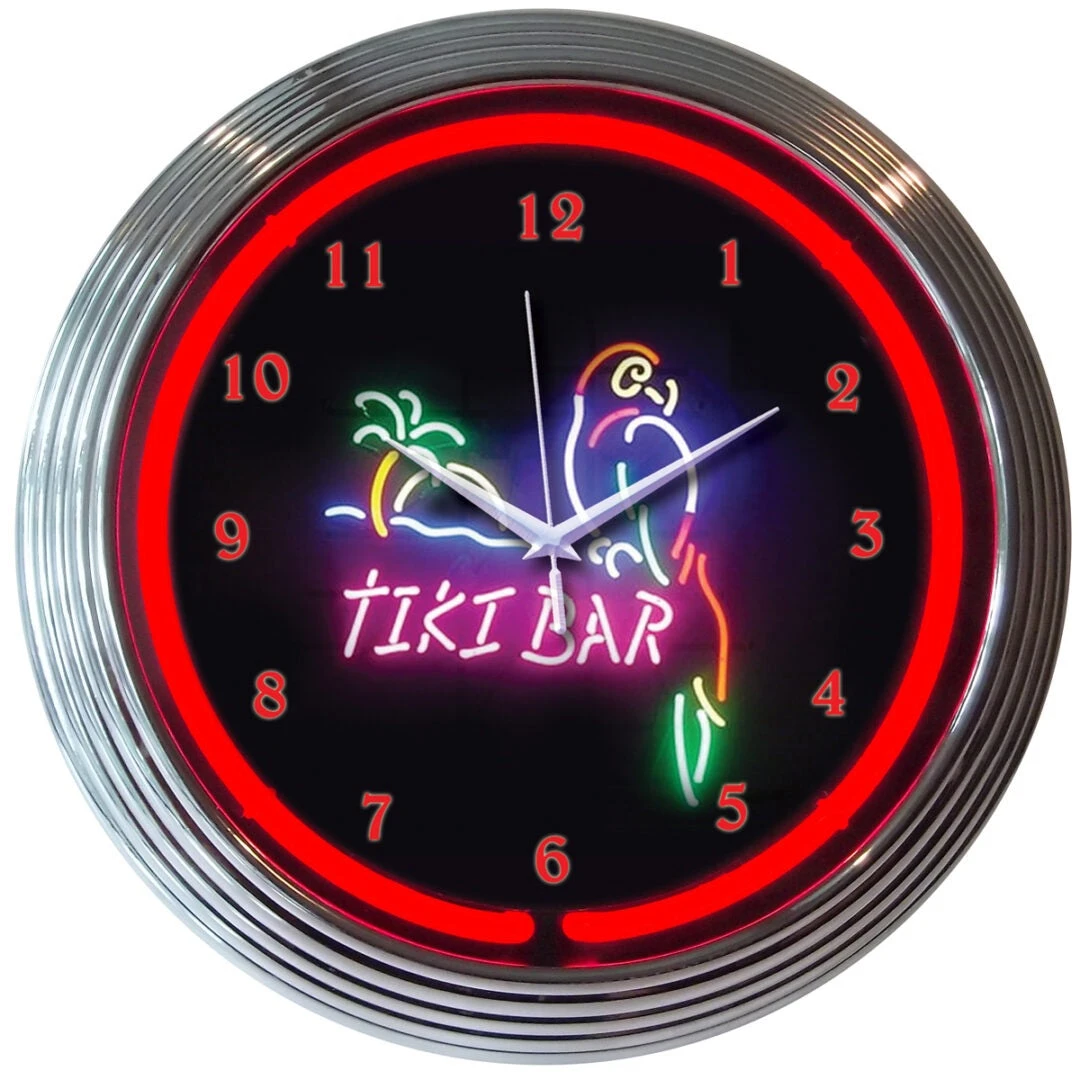 Neonetics Tiki Bar Neon Clock 1 Neonetics Tiki Bar Neon Clock