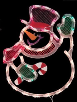 Illuminated Waving Snowman Window Silhouette -Courtyard Home Furnishings Store 965071 2