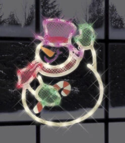 Illuminated Waving Snowman Window Silhouette -Courtyard Home Furnishings Store 965071 3