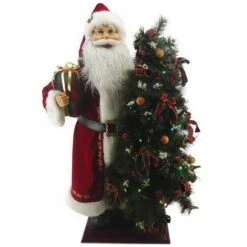 36" Animated Santa With Gift And Tree
